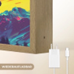 Snowboarden - Sneeuw - Kleurrijk Light Box met batterij (Wandlamp) middel -USP_websiteoplaadbaarDE