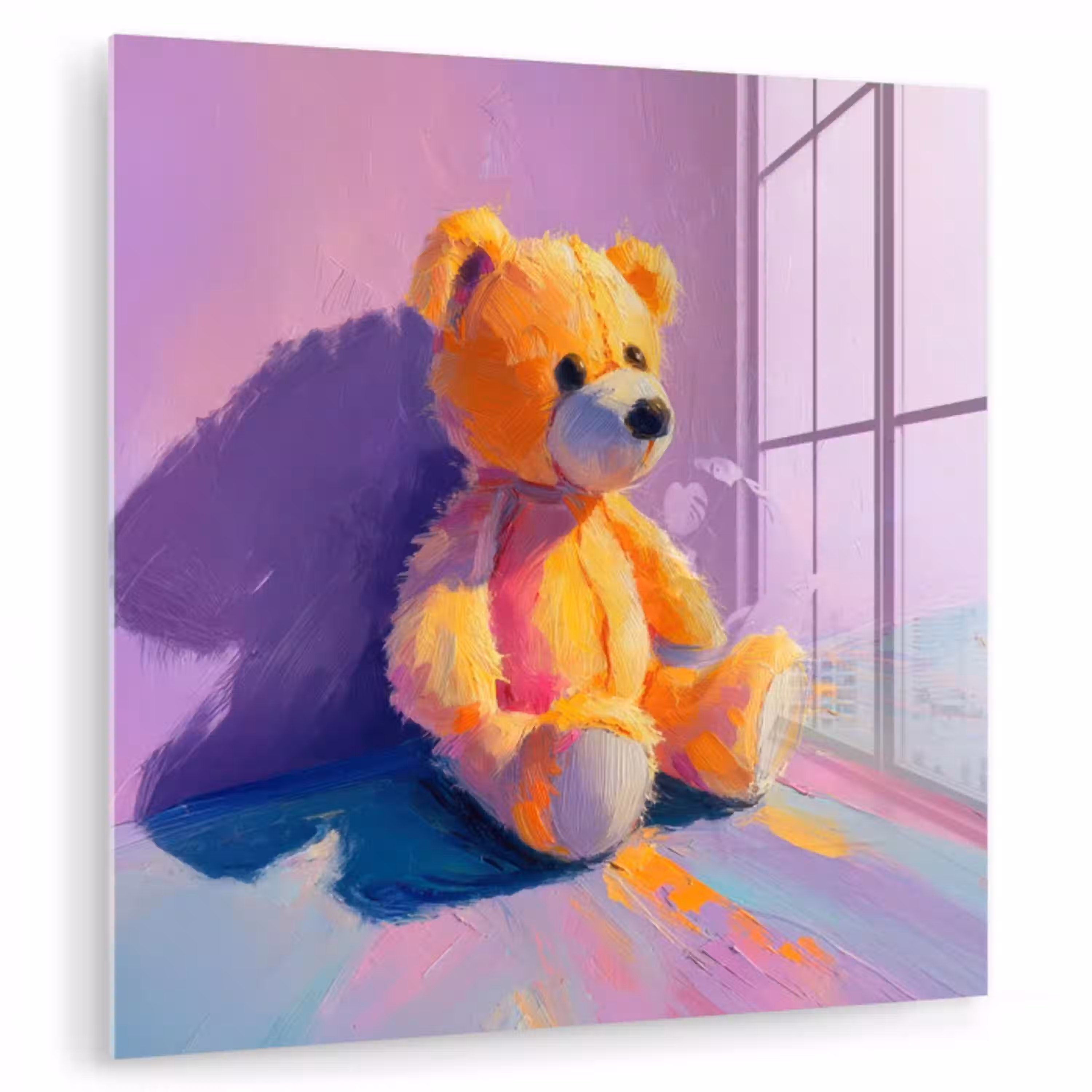Teddybeer - Schaduw - Penseelstreken - Paars plexiglas 5mm klein -zzzproduct_nieuw
