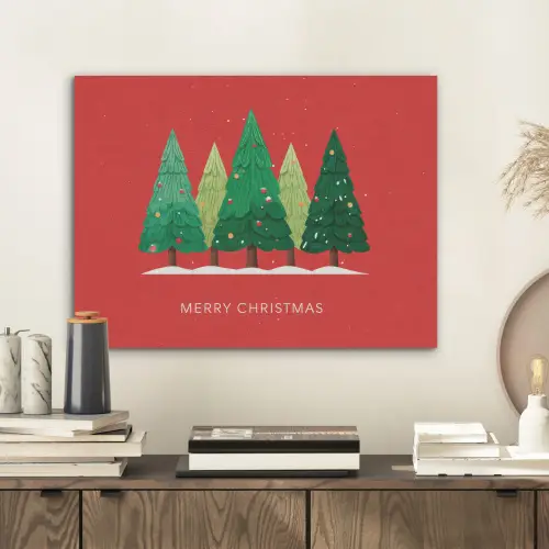 Minimalistisch - Kerstbomen - Rood - Sneeuw PET vilt klein -sfeer1