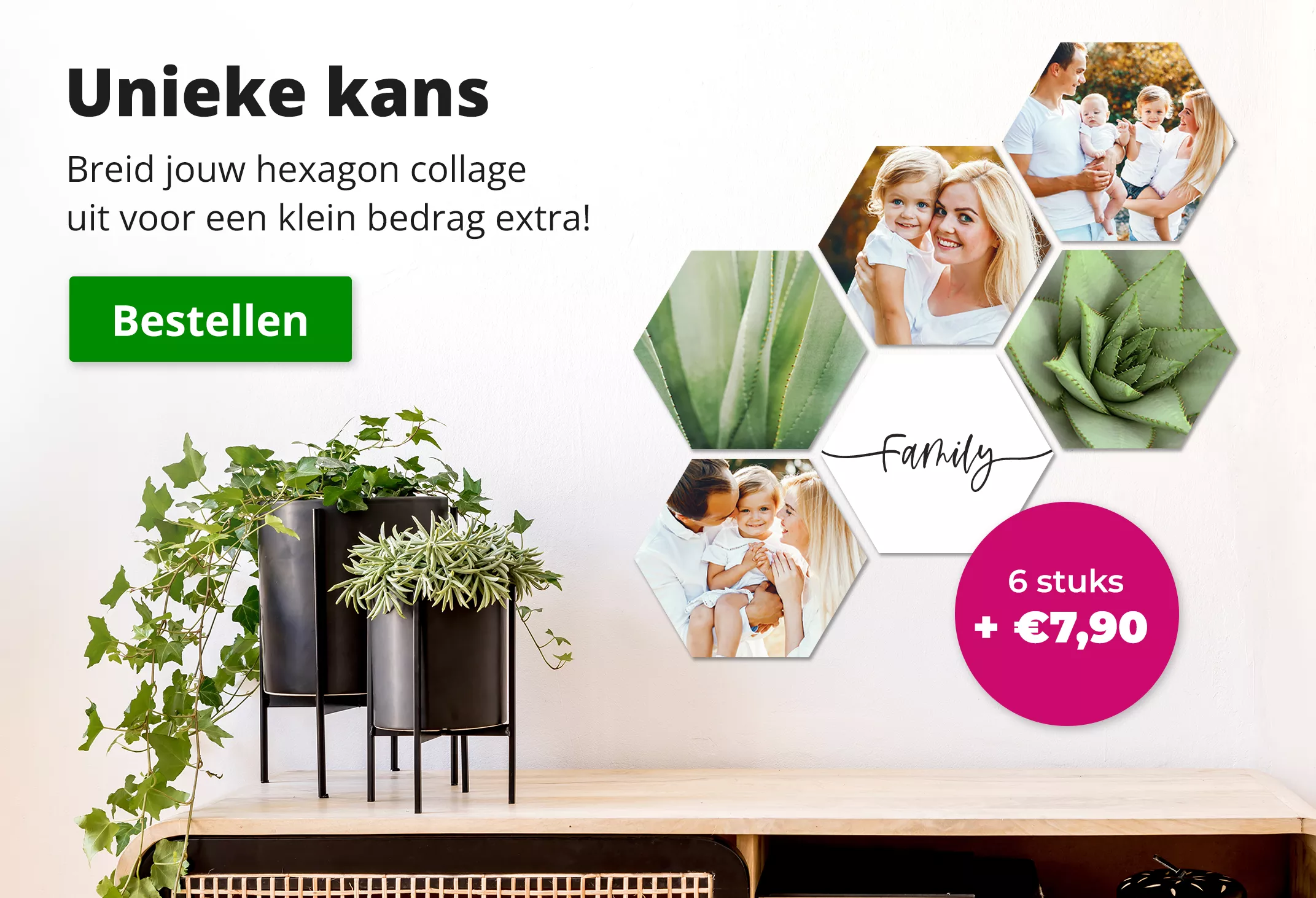 Unieke kans, breid jouw hexagon collage uit voor een klein bedrag extra! Bestellen