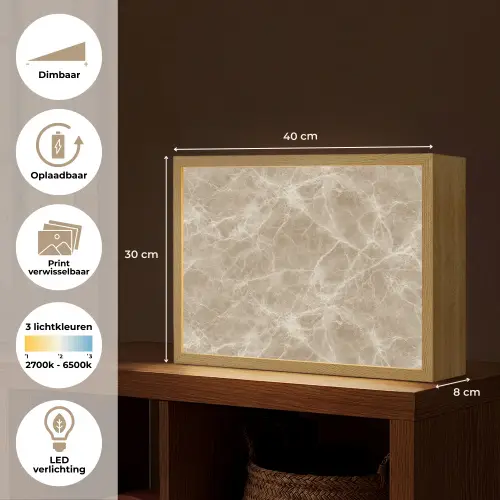 Bruin - Kristaladers - Marmer Light Box met batterij (Wandlamp) middel 907 -USP_websiteoverzichtNL