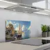 Zeilschip - Huizen - Kade - Zee keuken achterwand spatscherm klein -3d_schuin