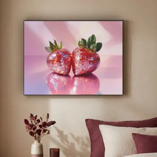 Disco - Fruit - Glitter - Strawberry Textielframe - compleet frame klein -sfeer1
