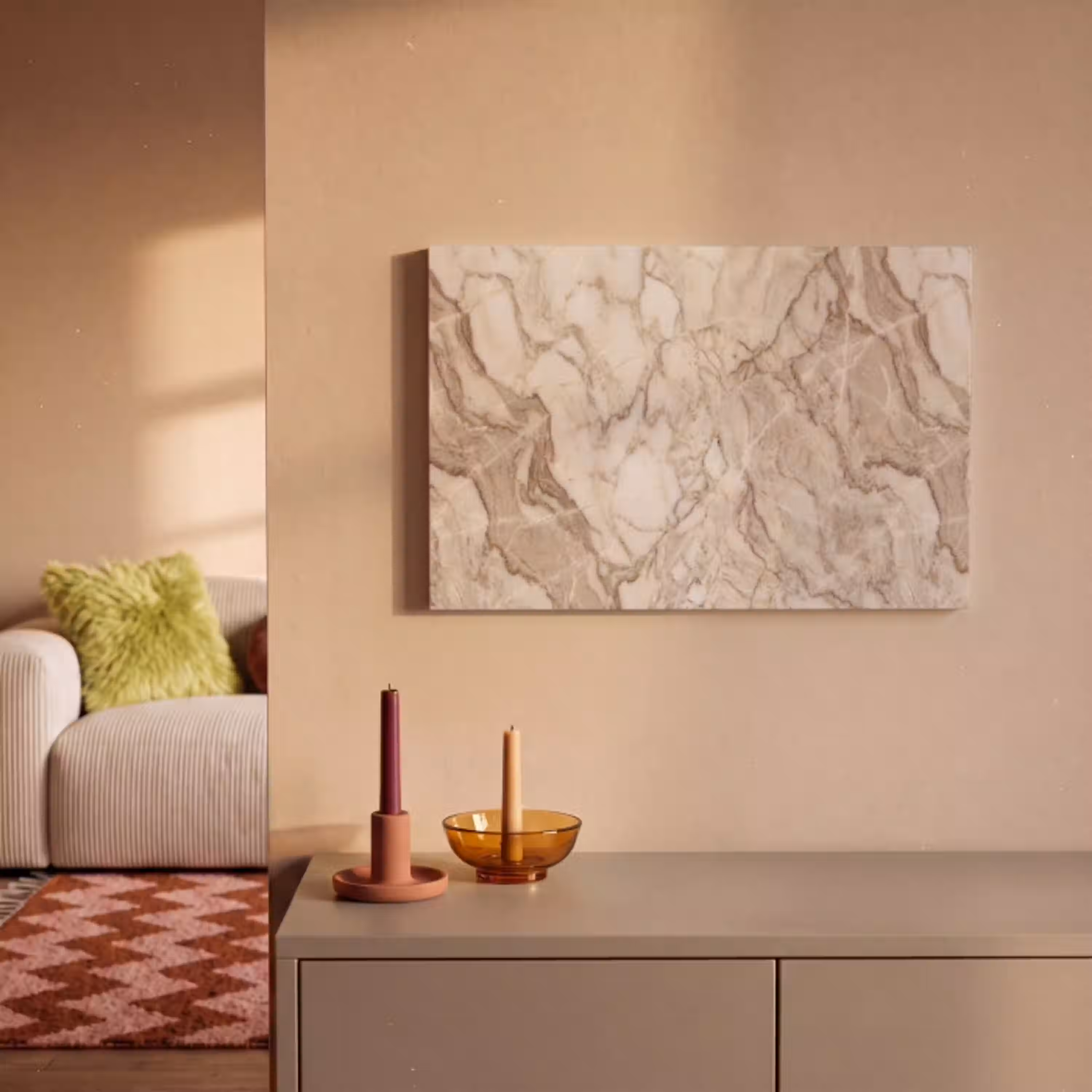 Marmer - Aderen - Textuur - Beige - Modern canvas 2cm klein -sfeer1