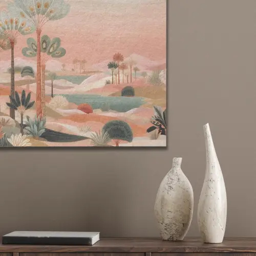 Roze landschap - Palmen - Water PET vilt klein -sfeer6_closeup