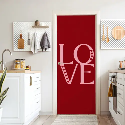 Love - Rood - Hatjes deurposter klein -sfeer5