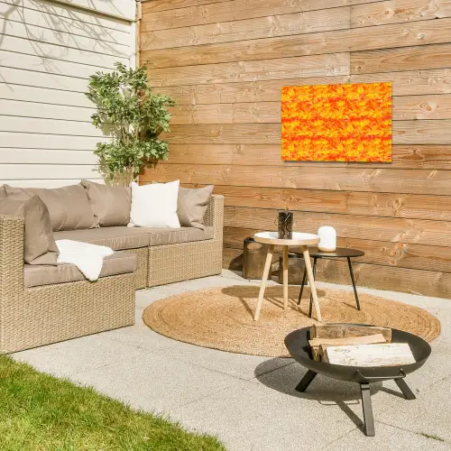 Verf - Oranje - Geel Tuinposter op houten frame 2 cm dik klein 845 -sfeer2