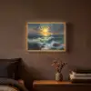 Zee - Zon - Golven - Rotsen Light Box met batterij (Wandlamp) middel -sfeer4
