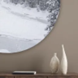 Rivier - Bevroren - Landschap - Winter Akoestische PET Vilt - Rond klein -sfeer5_closeup