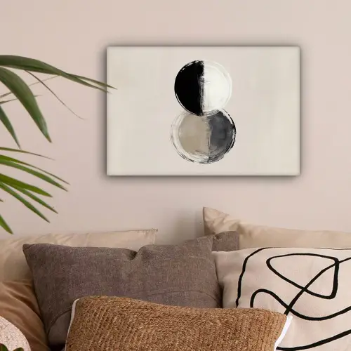Cirkels - Strepen - Minimalistisch - Zwart canvas 2cm klein -sfeer1