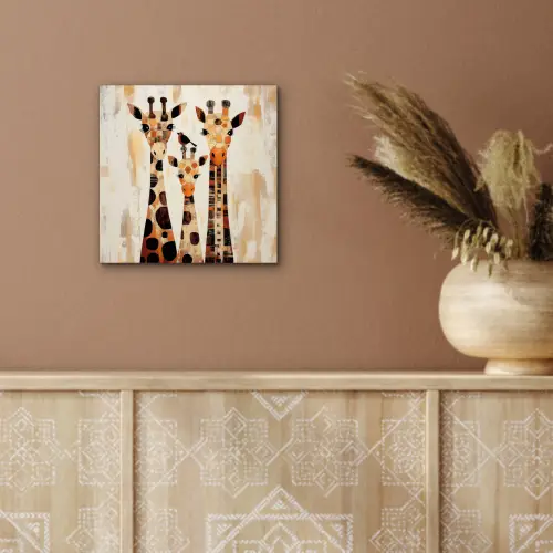Giraffen - Cartoon - Crème aluminium wit klein -sfeer4