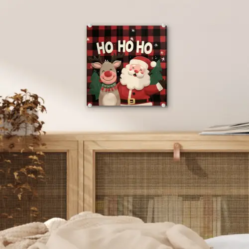 Kerstman - Rendier - Tekst - Rood - Zwart plexiglas 5mm klein -sfeer4