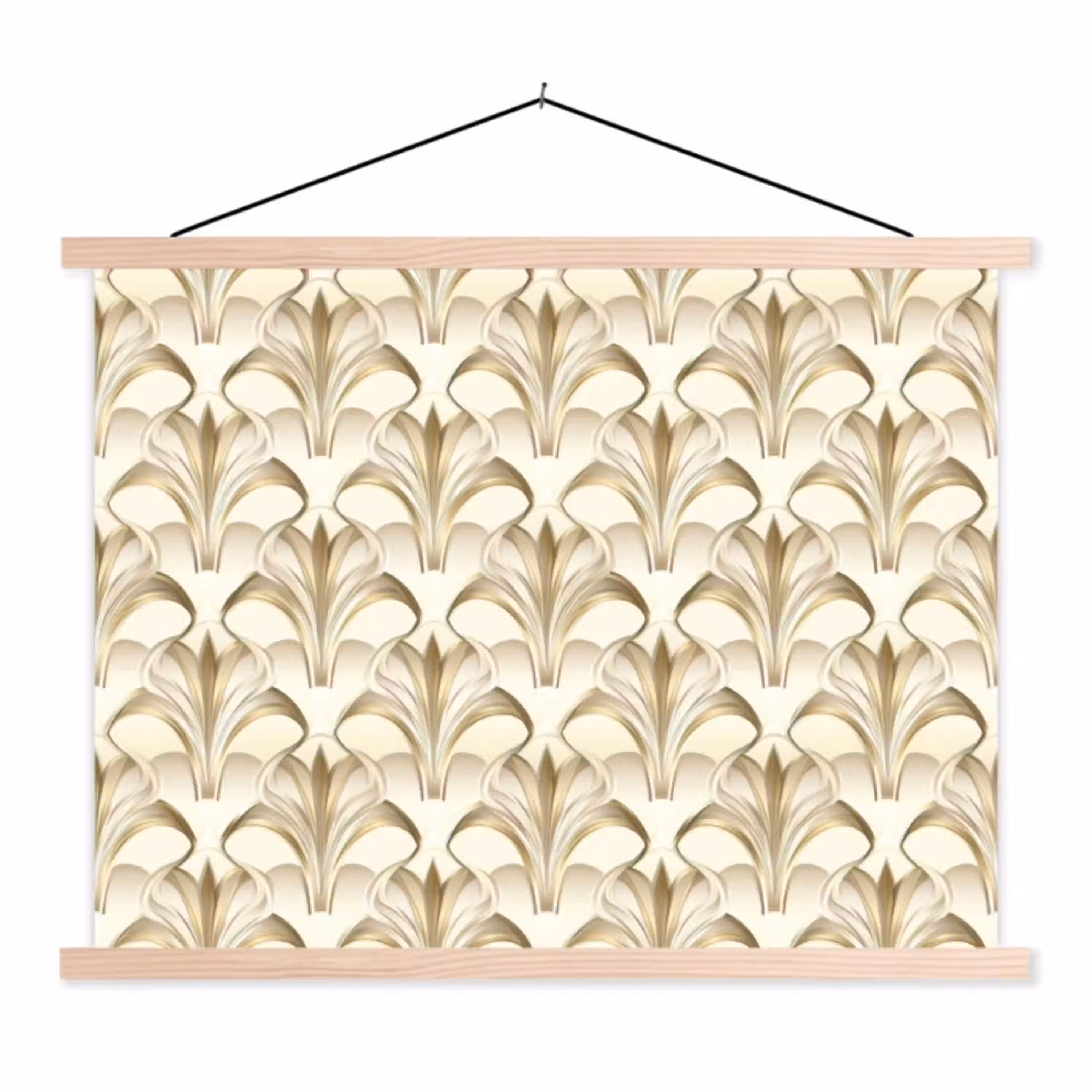 Ornament - Barok - Goud textielposter latten blank klein 122 -3d