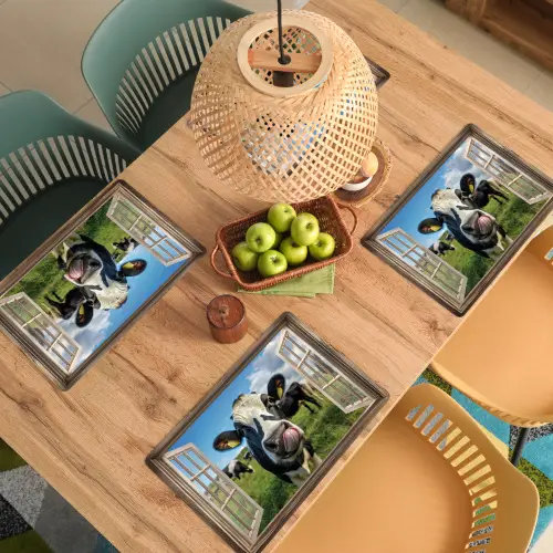 Doorkijk - Koe - Weiland - Dieren - Natuur Placemat vinyl groot -zzsfeer5_Kitchenyeah-website