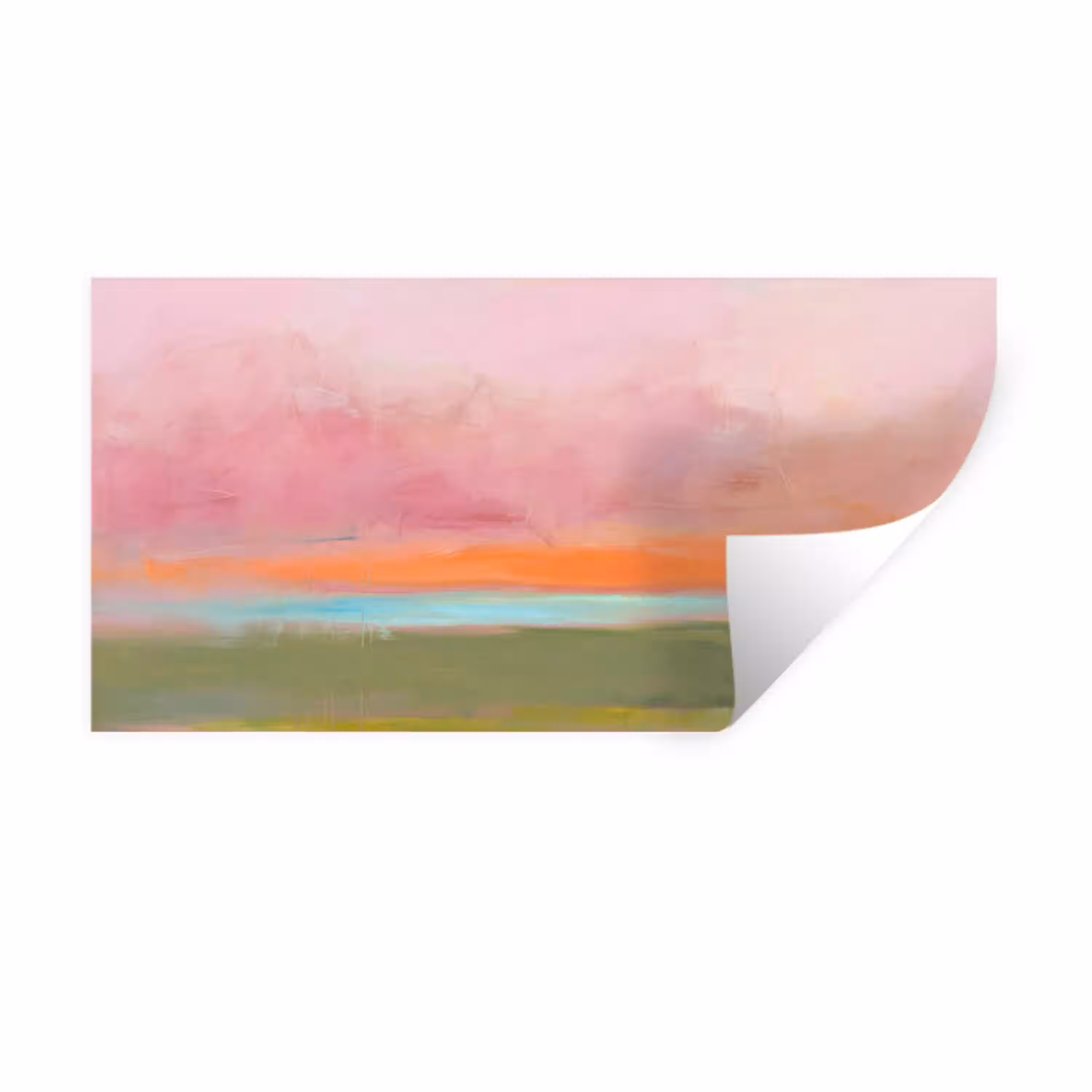 Abstract - Landschap - Modern - Roze - Oranje Muursticker klein -3d