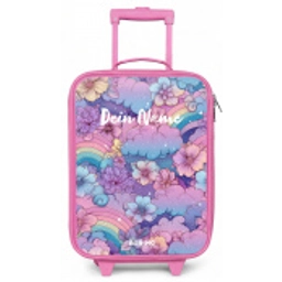 Illustratie van wolken, regenbogen en bloemen Kinderkoffer - Roze klein -zz3dotto