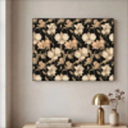 Orchideeën - Lijntekening - Patroon - Beige - Zwart Textielframe zwart klein 947 -sfeer2