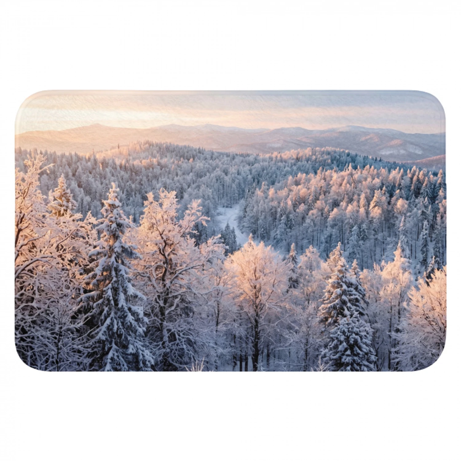Bos - Bergen - Goud - Winter - Warm Badmat klein -3d