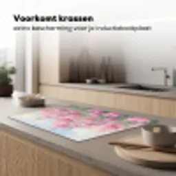 Tulpen - Veld - Lente - Roze Inductie beschermer vinyl 3mm klein -sfeer1