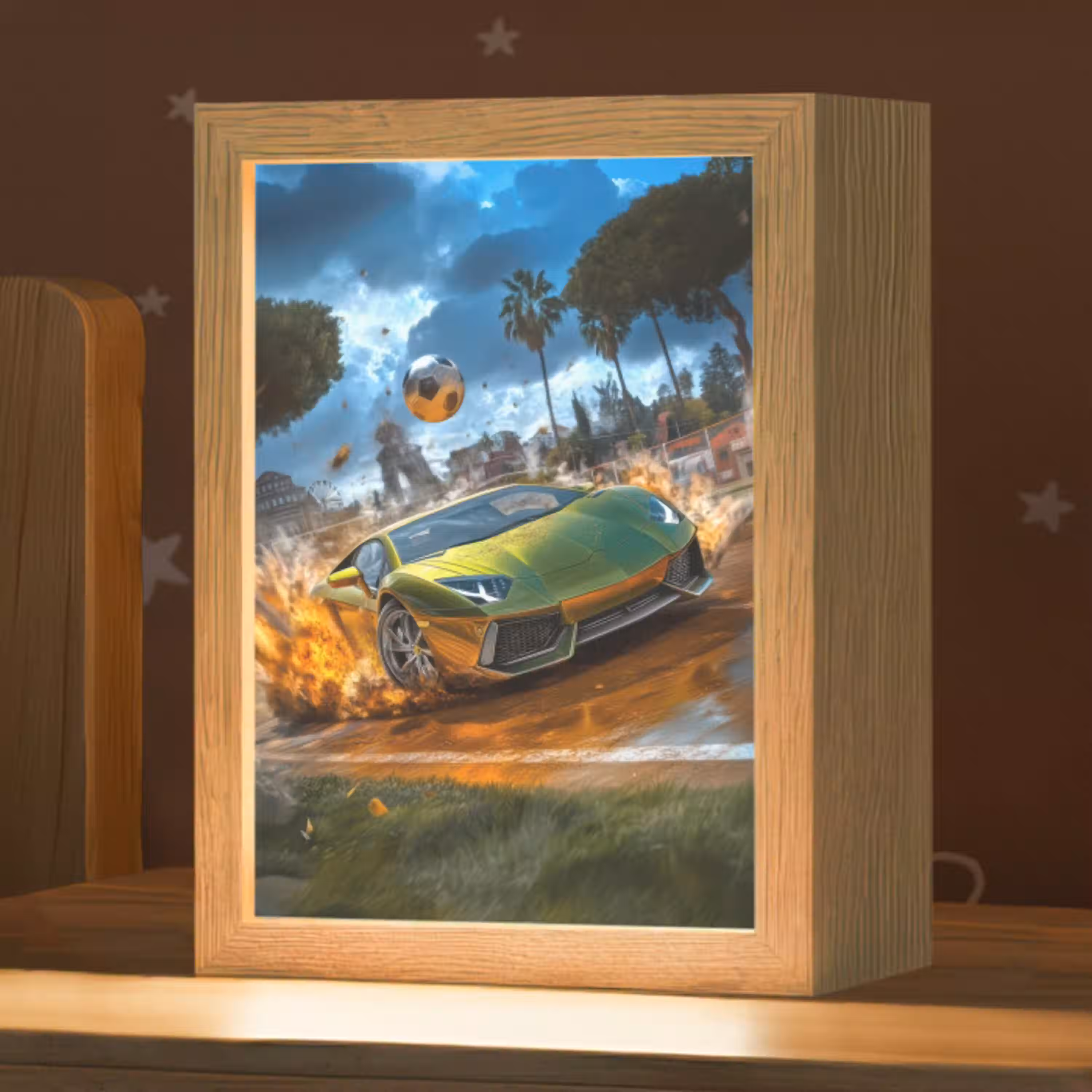Sportwagen - Groen - Voetbal Light Box met kabel klein -zzz_3d_website