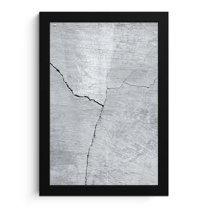 Beton - Scheur - Grijs fotolijst zwart zonder passe partout klein -3d