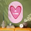 Hart - Frans - Valentijn - Roze Wandcirkel Ovaal Glas middel -sfeer2