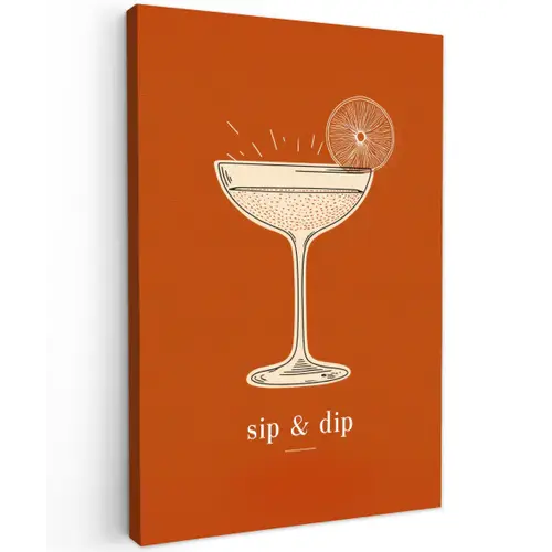 Cocktail - Oranje - Zomer - Quote Tuinposter op houten frame 2 cm dik klein -3d