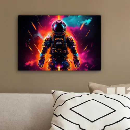 Astronaut - Neon - Gaming - Ruimte canvas 2cm klein -sfeer3
