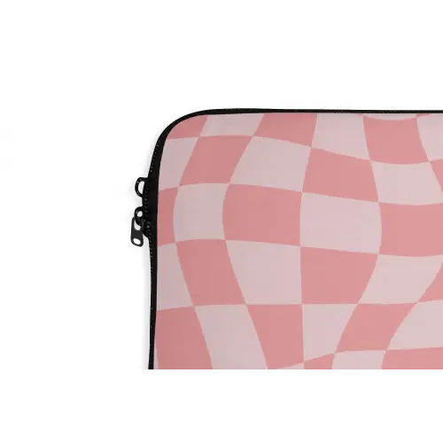 Hokjes patroon - Roze - Golvende lijnen laptophoes neopreen klein -detail