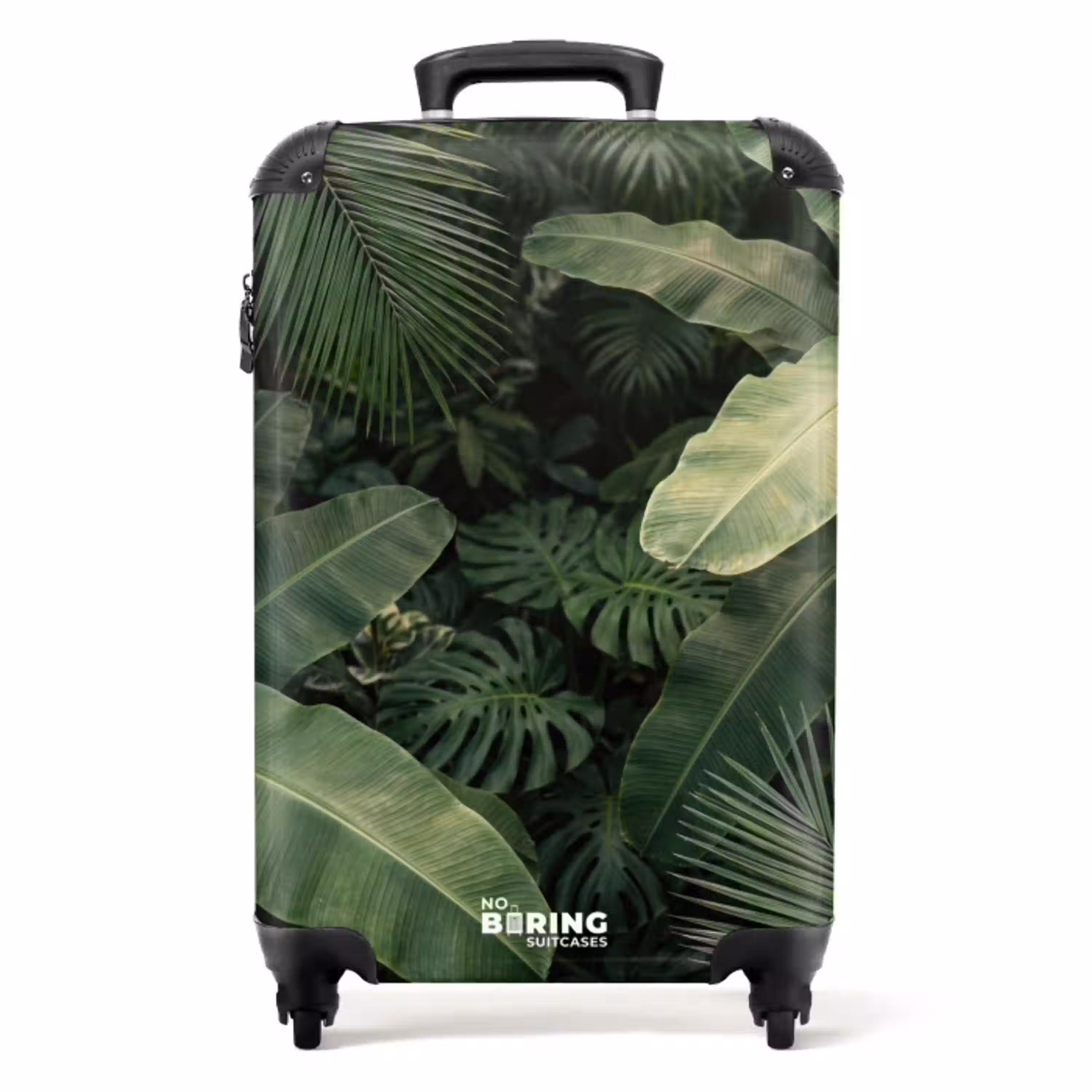 Bladeren - Groen - Tropisch - Natuur NBS - Handbagage koffer - Volwassenen Unisex middel -productfoto_recht