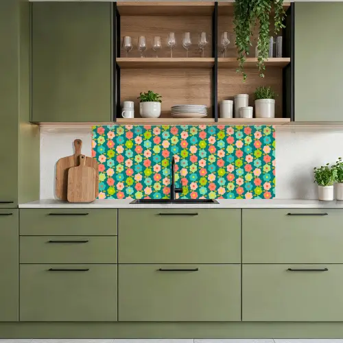 Patroon - Bloemen - Retro - Jaren 70 keuken achterwand 2 middel 871 -sfeer3
