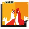 Kippen - Oranje - Vlakken Inductie beschemer met haakjes middel -3d