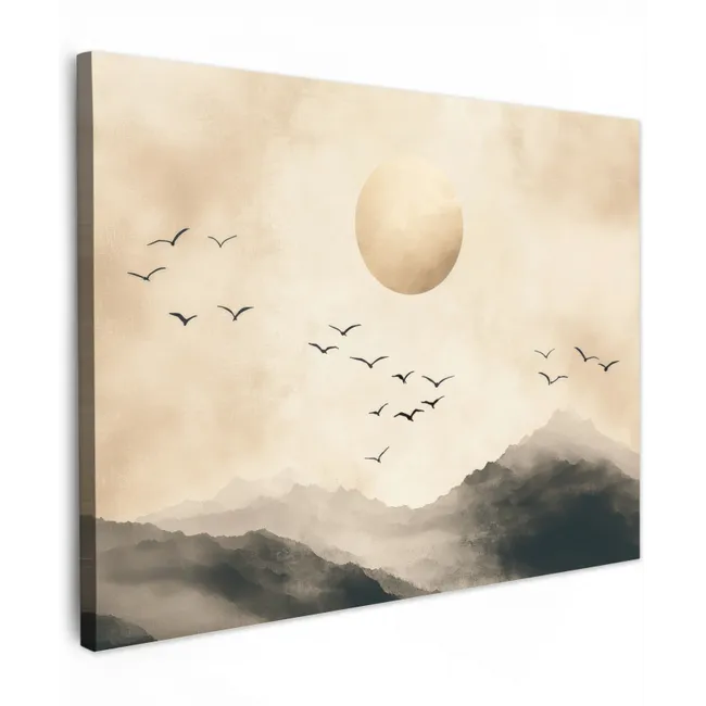 Canvas schilderij - Landschap - Japandi - vogel