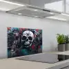 Schedels - Graffiti - Abstract keuken achterwand spatscherm klein -3d_schuin