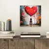 Meisje - Hart - Graffiti - Kunst - Kleuren - Rood aluminium wit klein -sfeer1
