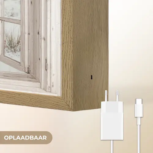 Schotse Hooglander - Winterlandschap - Landelijk - Bergen - Doorkijk Light Box met batterij (Wandlamp) middel -USP_websiteoplaadbaarNL