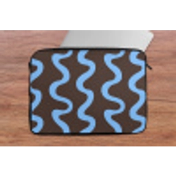 Kronkelende lijnen - Blauw - Bruin - Minimalistisch laptophoes neopreen klein 279 -tafel