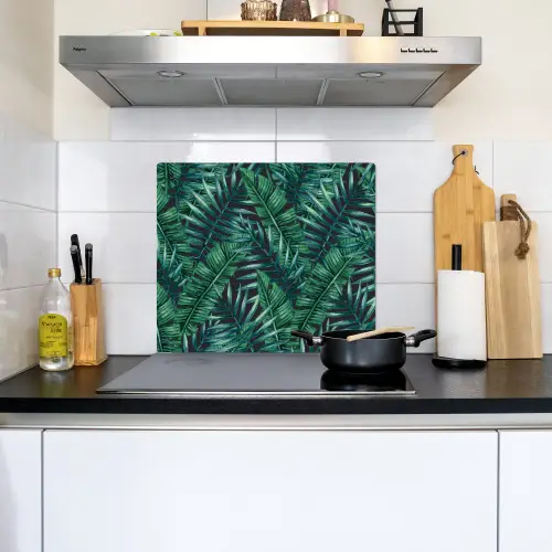 Bladeren - Inductie beschermer - Jungle - Tropical Inductie beschemer met haakjes middel -sfeer2
