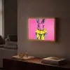 Konijn - Felroze - Sjaal - Abstract Light Box met batterij (Wandlamp) middel -sfeer1