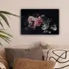 Bloemen - Vintage - Pastel - Zwart - Boeket canvas 2cm klein -sfeer1