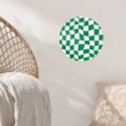 Schaakbord - Golvend - Groen Wandcirkel behangsticker klein 186 -sfeer4