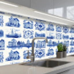Huizen - Schepen - Blauw keuken achterwand 2 middel 871 -3d_schuin