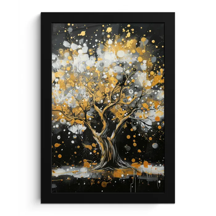 Boom - Zwart - Goud - Wit - Modern fotolijst zwart zonder passe partout klein -3d