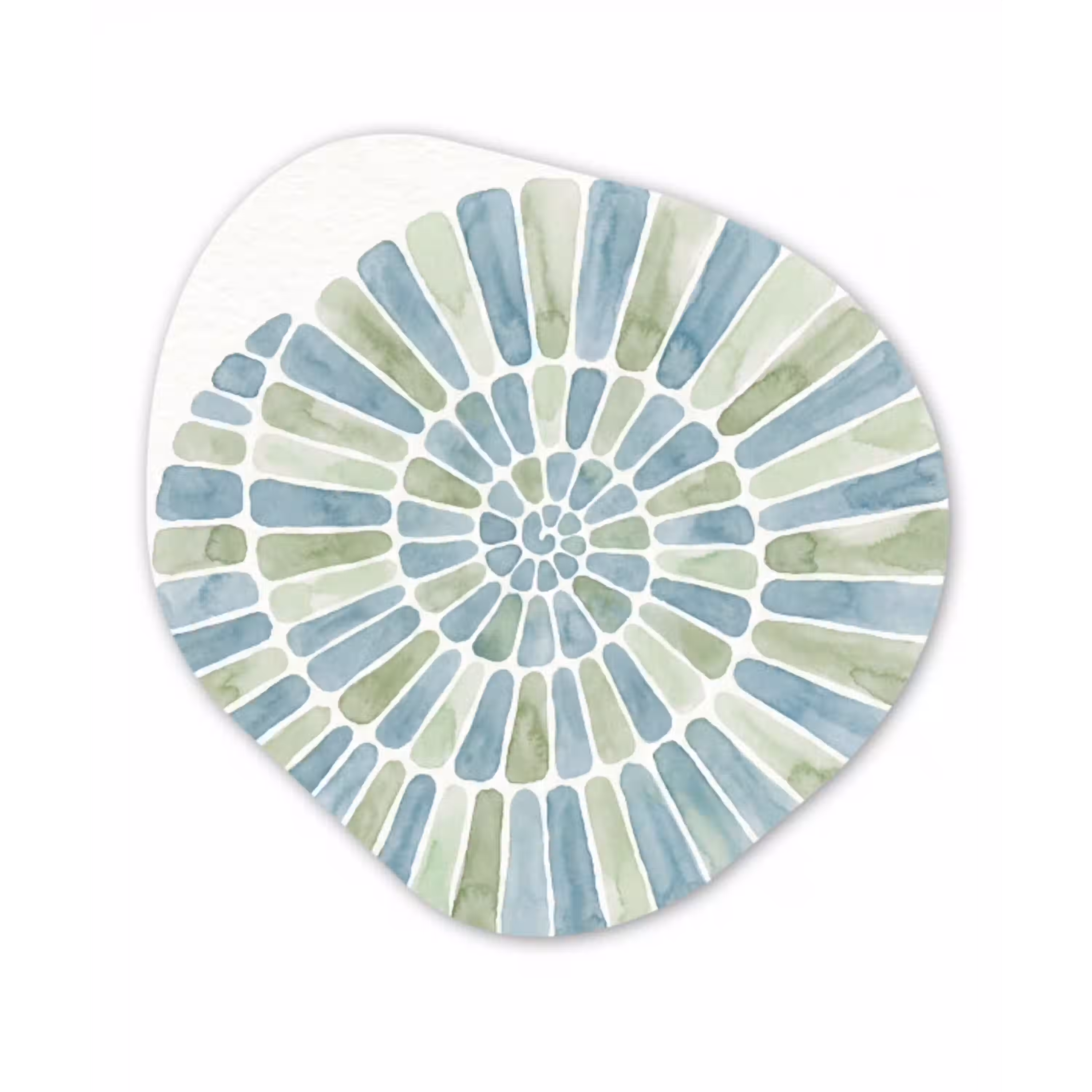 Abstract - Spiraal - Patroon - Modern - Blauw-Groen Wandcirkel Organisch Aluminium middel -3d