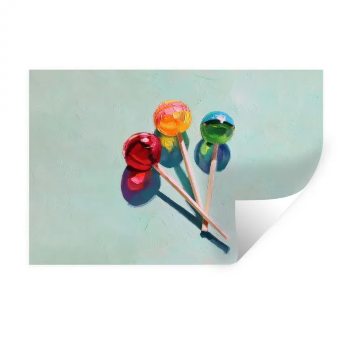 Lollys - Schaduw - Drie - Blauw Muursticker klein -3d