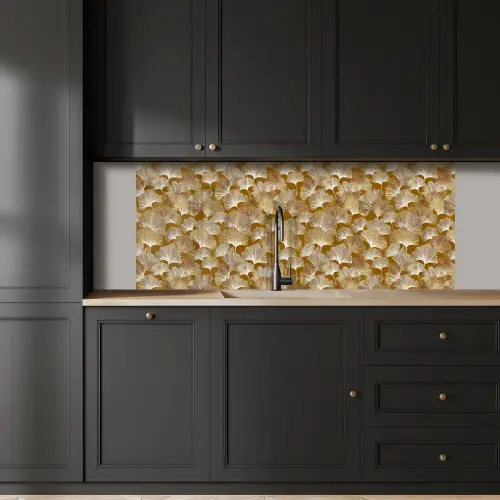 Ginkgo - Bladeren - Goud keuken achterwand 2 middel 871 -sfeer1