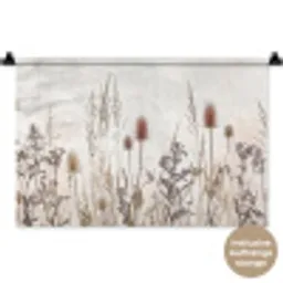 Weidebloemen - Design - Sepia Wandkleed katoen klein -t3d_DE