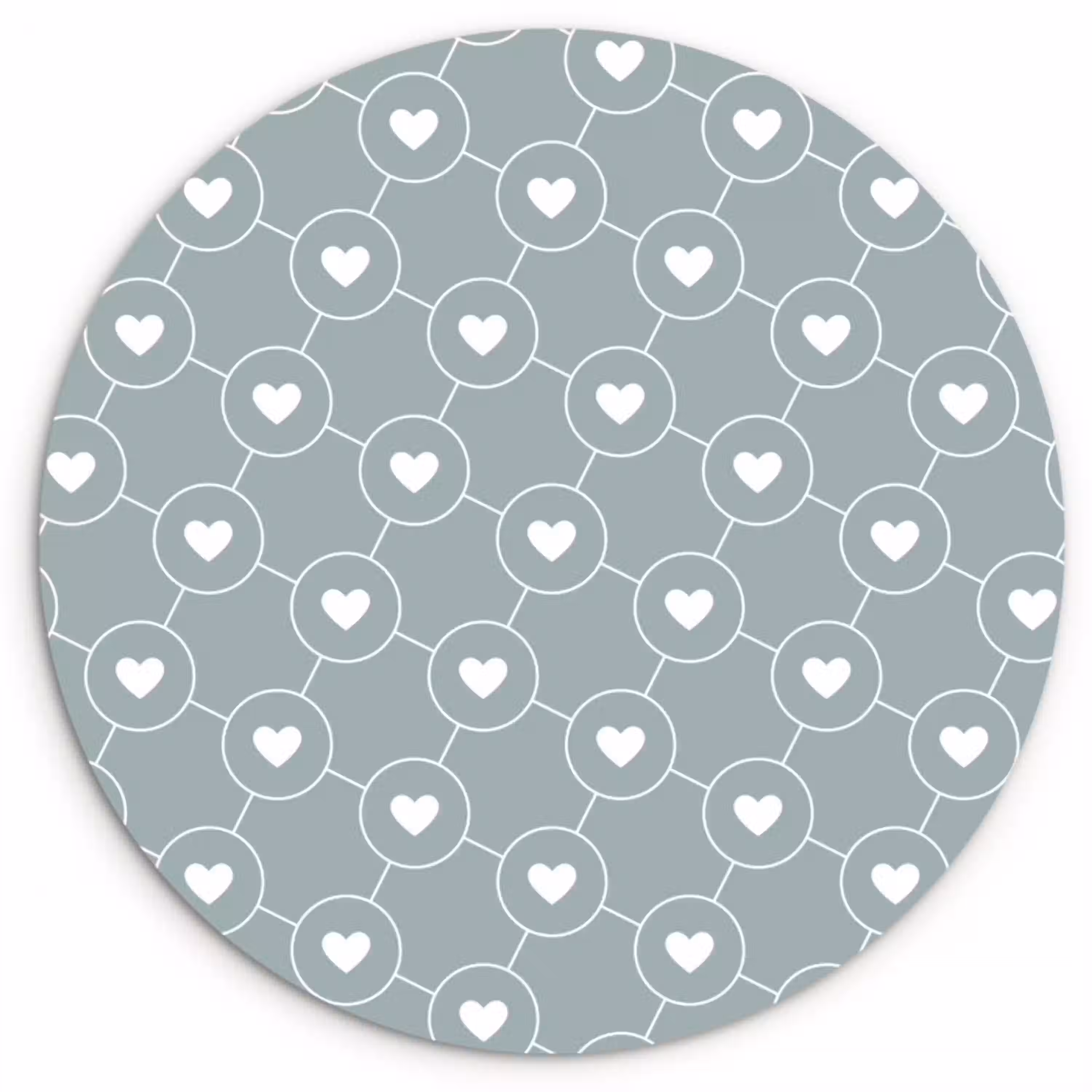 Hartjes - Wit - Rond - Patroon Wandcirkel plexiglas klein 852 -3d