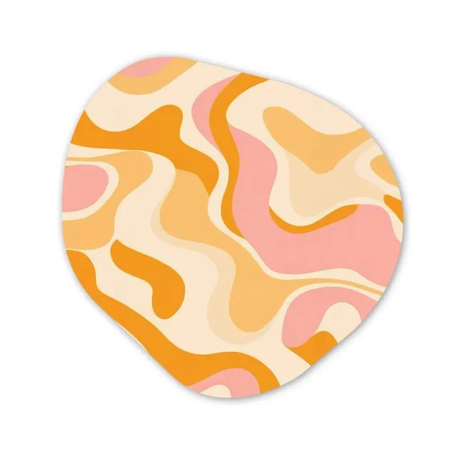Abstract - Golvend - Oranje Wandcirkel Organisch Forex 3mm klein -3d