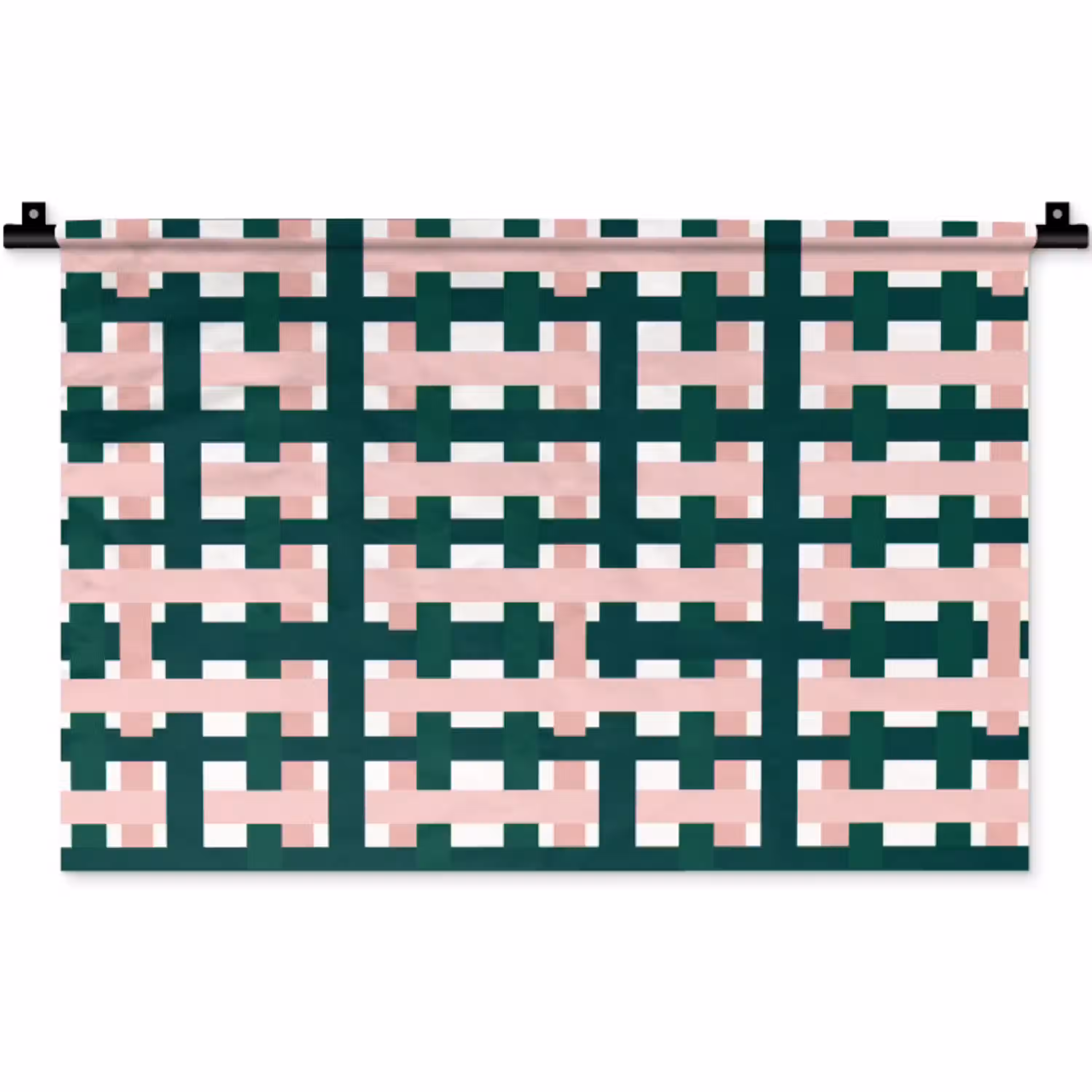 Vlechtpatroon - Groen - Roze - Grafisch Wandkleed katoen klein 269 -zz3d